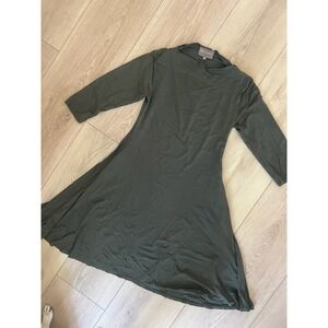 Bel Kazan Olive‎ Green Knee Length Dress XS 3/4 Sleeve Casual Chic